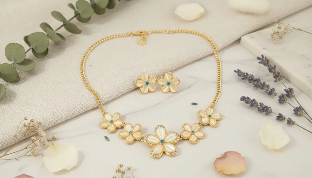 Gold Plated Floral Set Necklace sold by Charming Charlie
