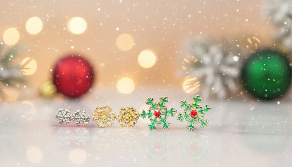 Holiday Snowflake Sparkle Earrings Set sold by Charming Charlie