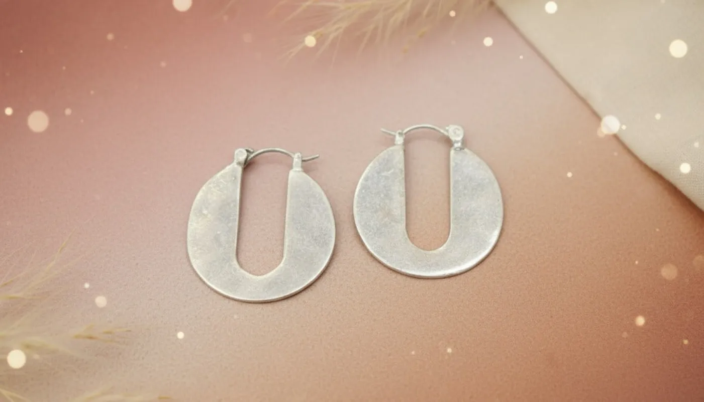 Silver U-Hoop Stud Earrings sold by Charming Charlie