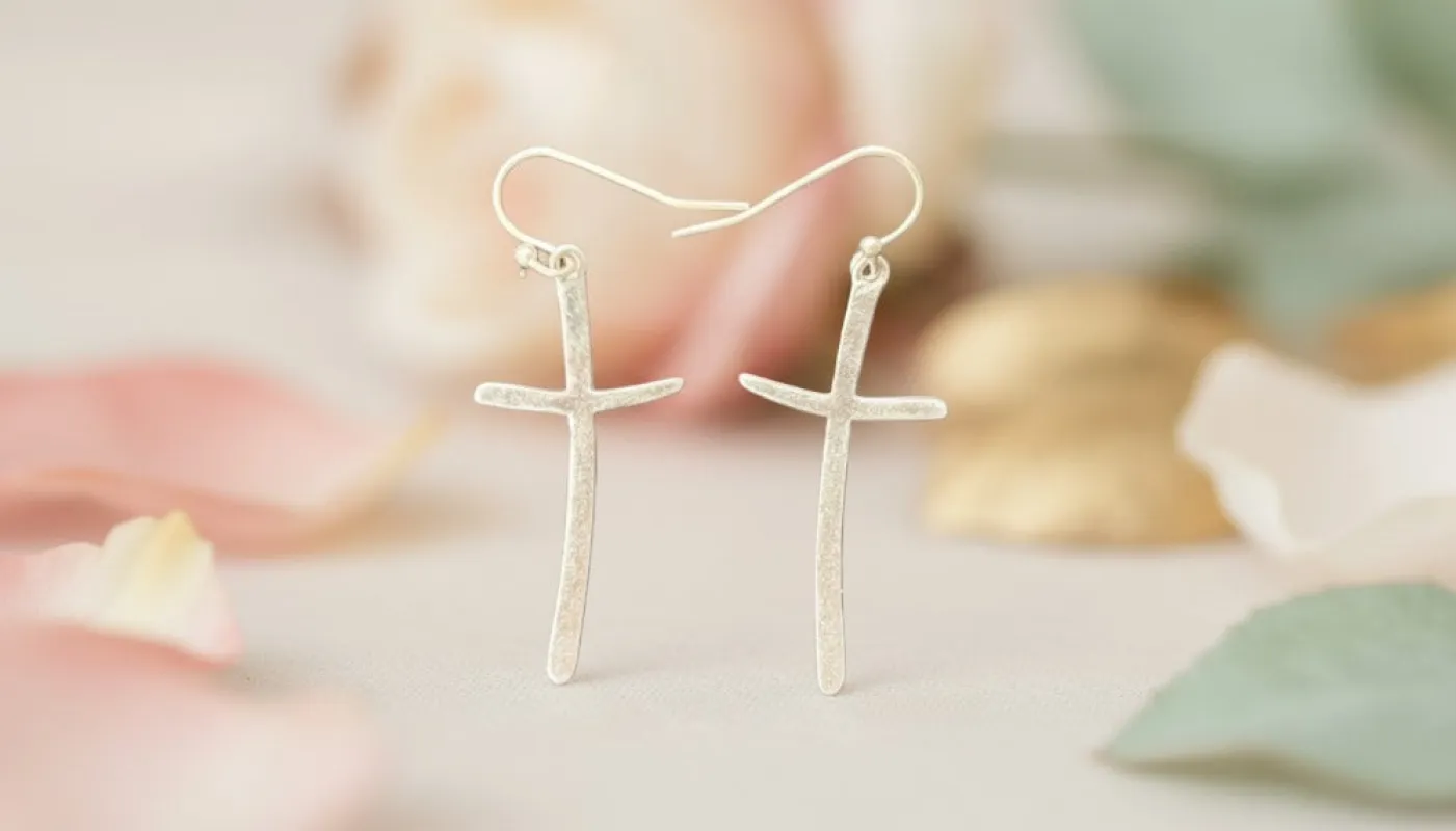 Silver Cross Dangle Earrings sold by Charming Charlie