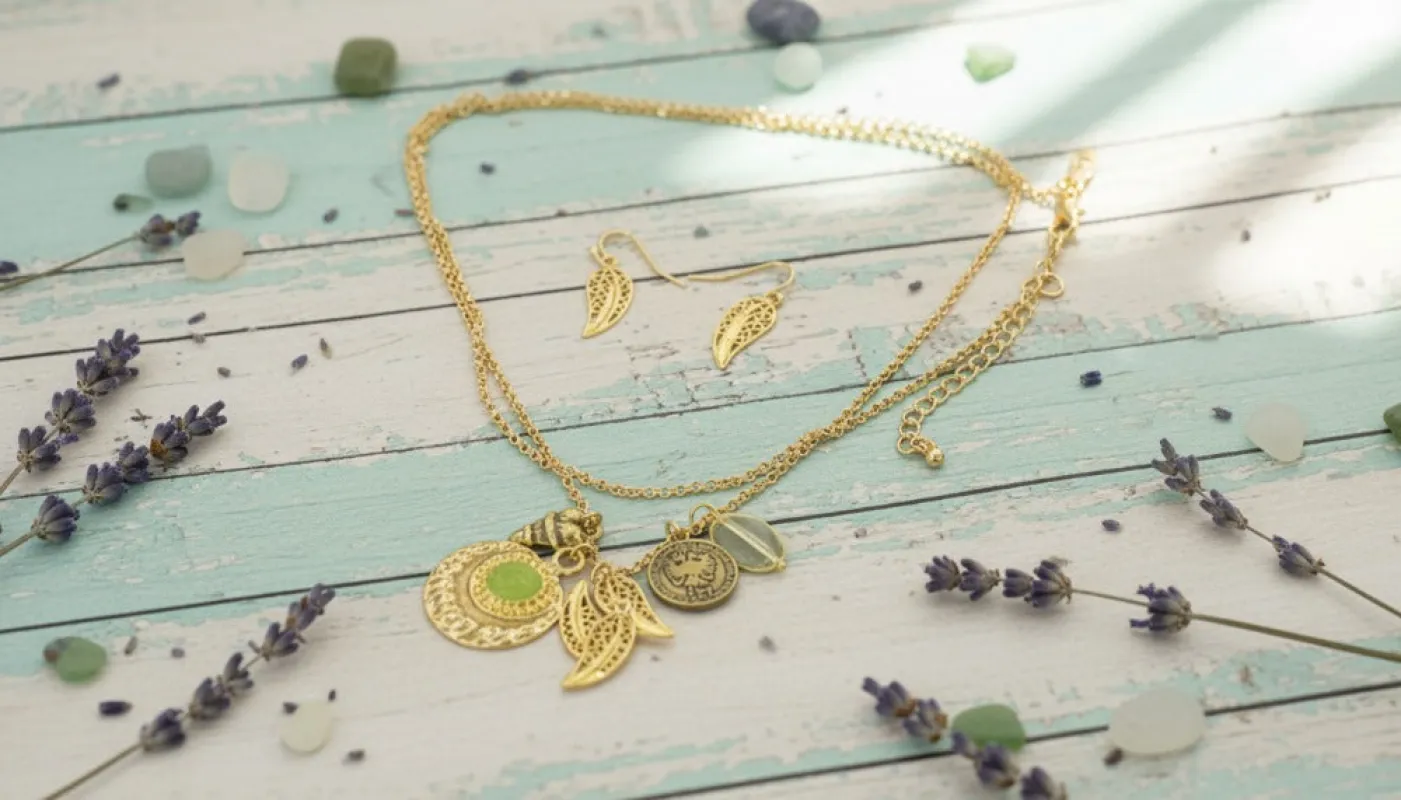 Golden Leaf Set Necklace sold by Charming Charlie