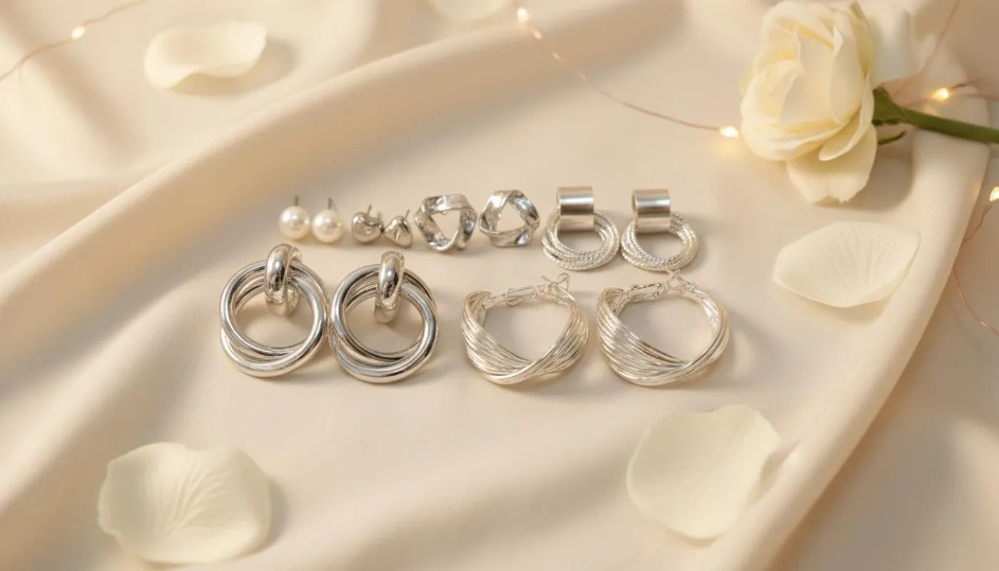 Radiant Silver Hoop & Stud Earrings Set sold by Charming Charlie