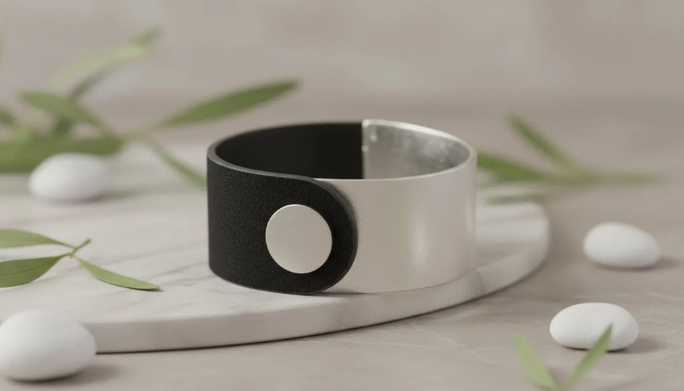 Sleek Black and Silver Cuff Bracelet sold by Charming Charlie