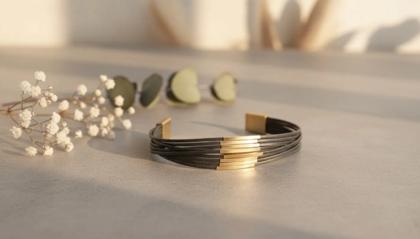 Black and Gold Layered Cuff Bracelet made by Charming Charlie