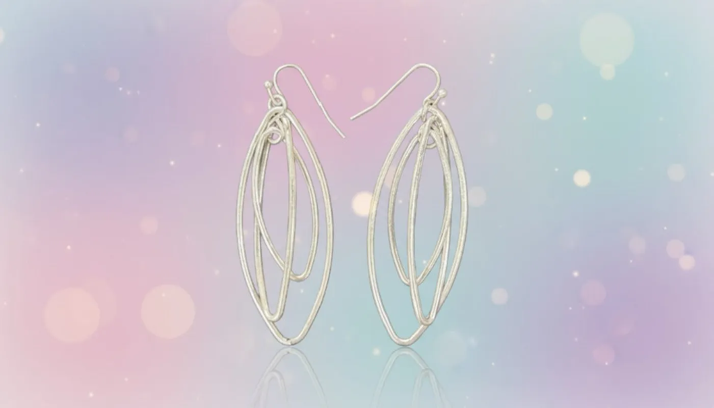 Silver Oval Shaped Interlocking Hoop Dangle Earrings sold by Charming Charlie