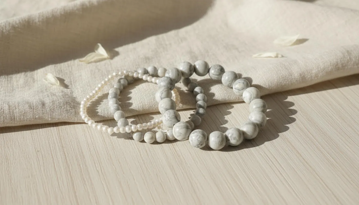 Marble and Pearl Beaded Bracelets sold by Charming Charlie