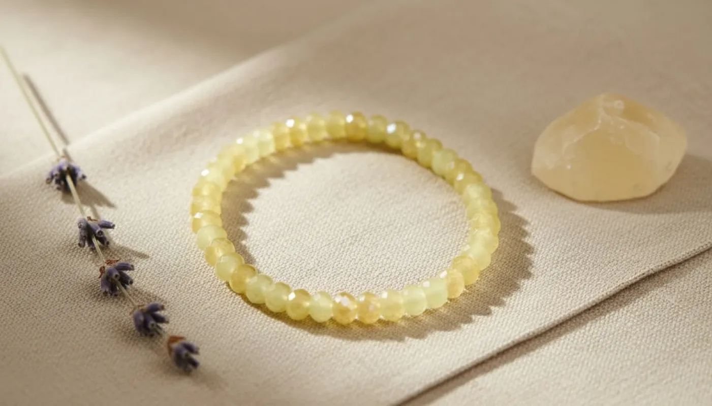 Soft Yellow Beaded Bracelet with Natural Stone Accents. sold by Charming Charlie