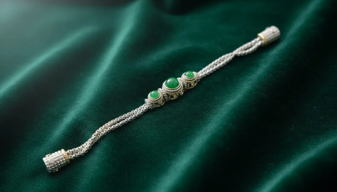 Silver Bracelet with Green Gemstone Accents sold by Charming Charlie