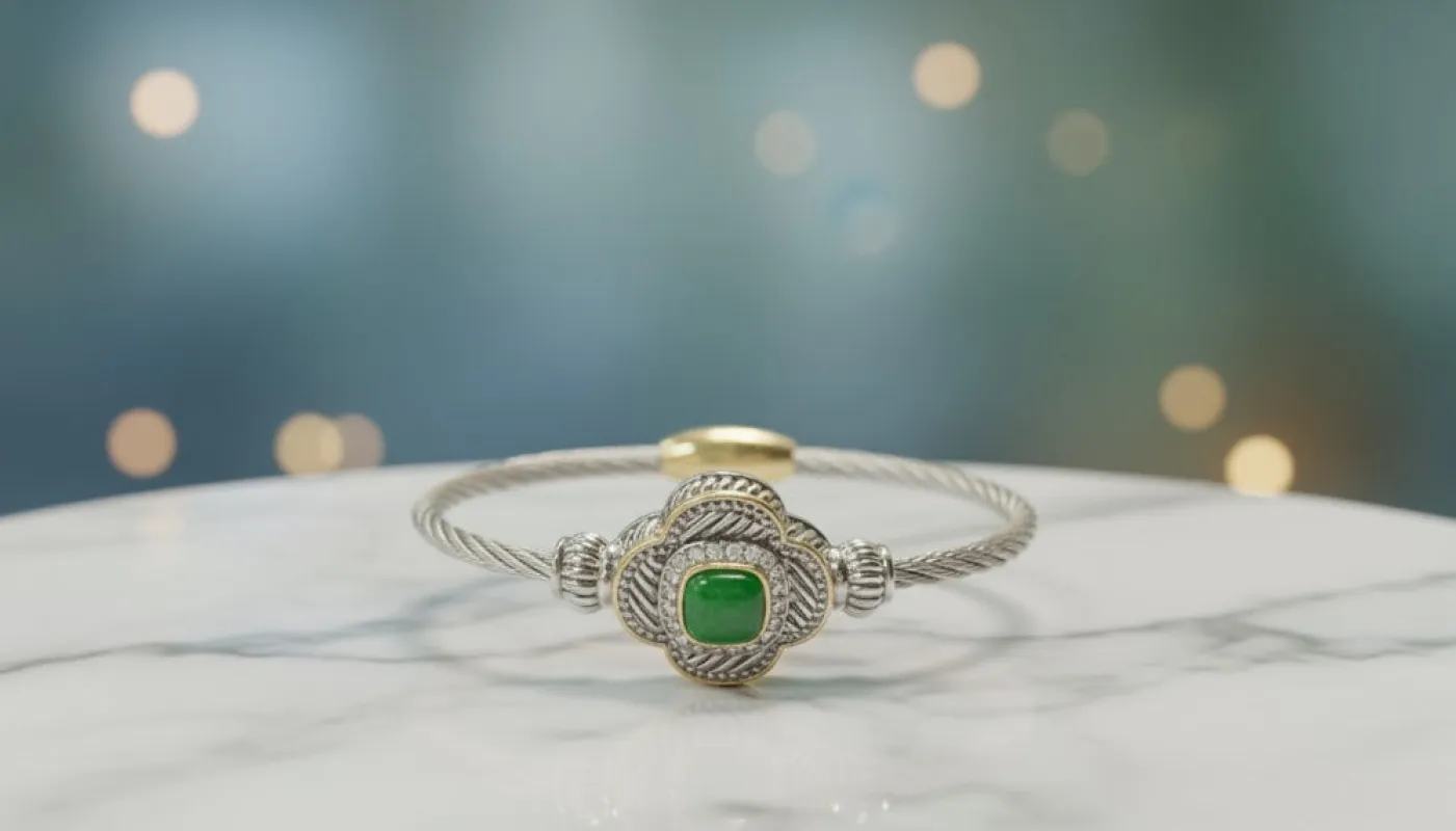 Silver Bracelet with Green Gemstone sold by Charming Charlie