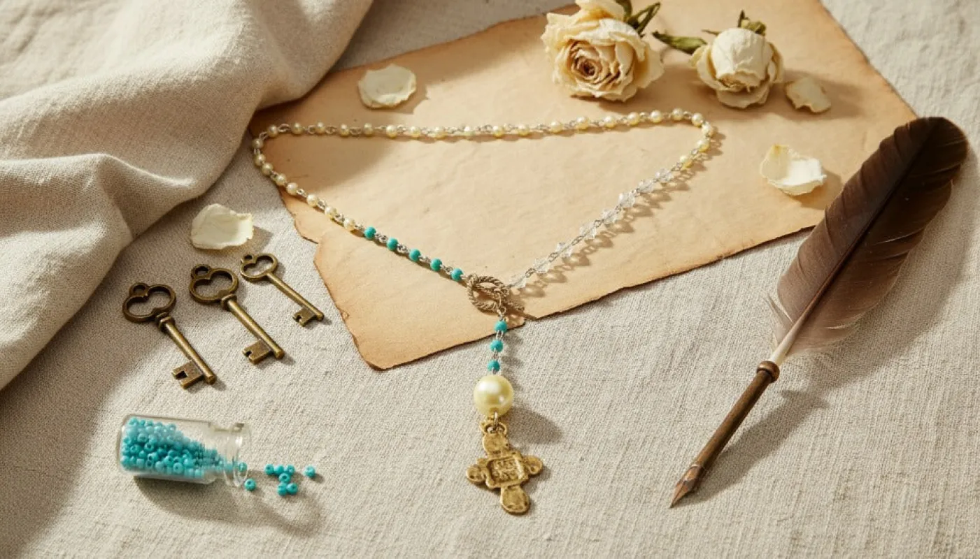 Pearl Beaded with Gold Accent Necklace sold by Charming Charlie