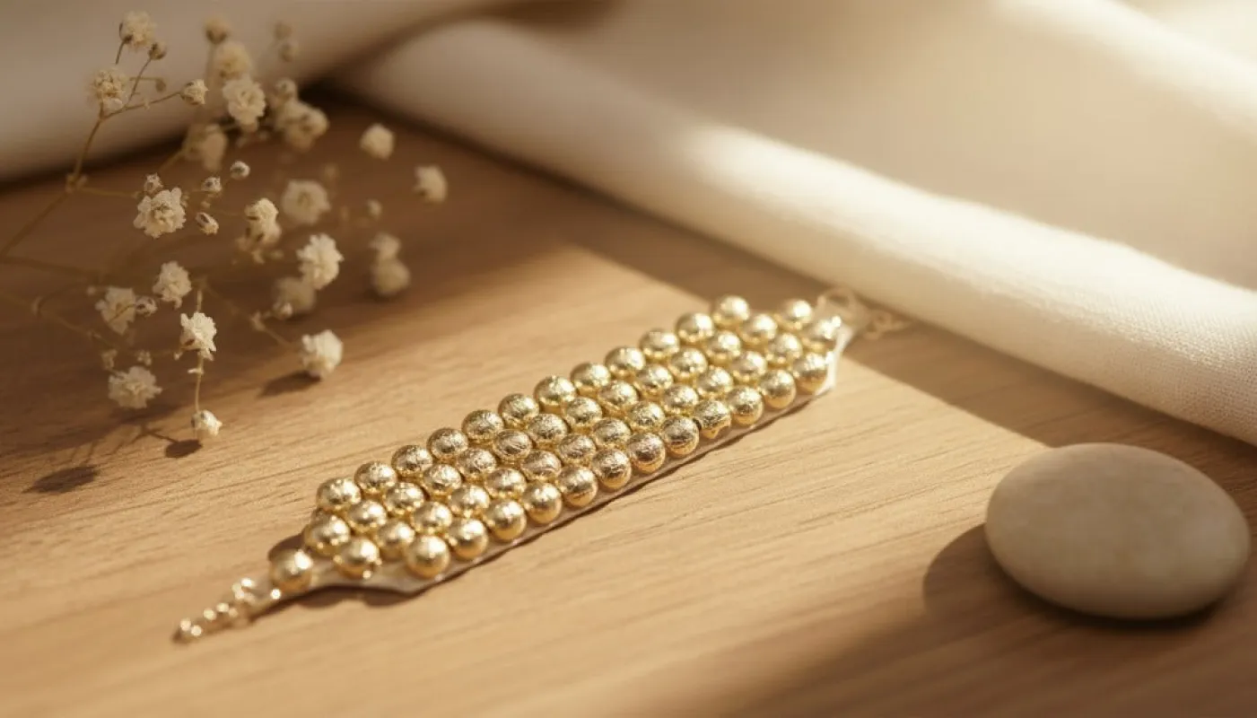 Gold Beaded Statement Bracelet sold by Charming Charlie