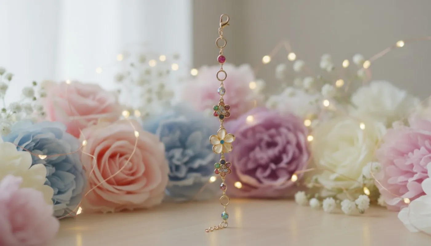 Floral Gemstone Bracelet with Pastel Blooms sold by Charming Charlie