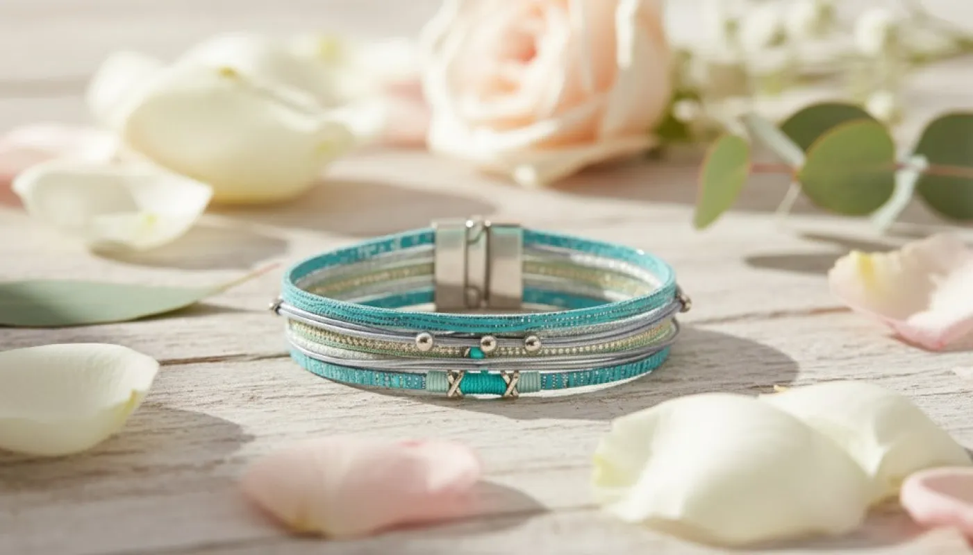 Turquoise Layered Bracelet with Metallic Accents sold by Charming Charlie