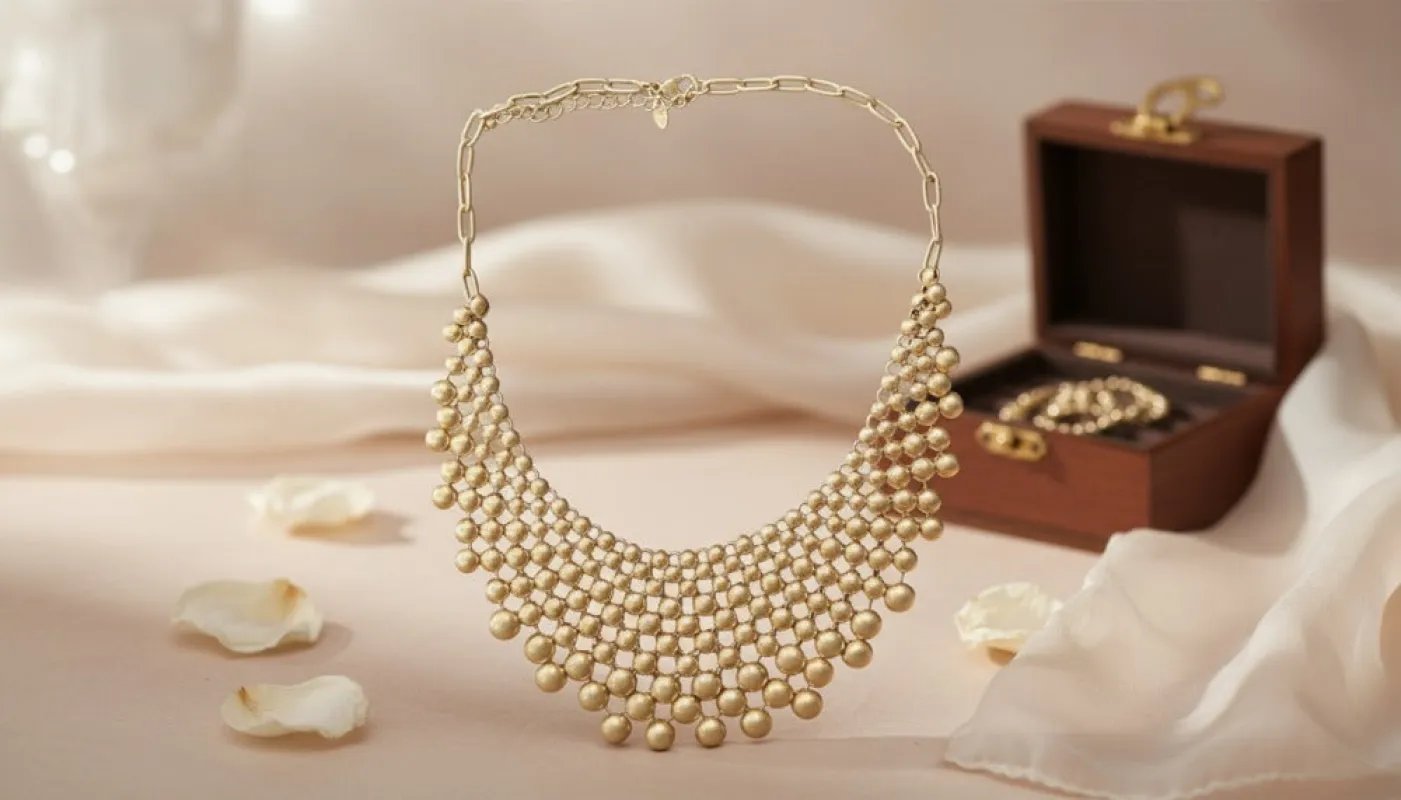 Gold Plated Droplet Fall Necklace sold by Charming Charlie