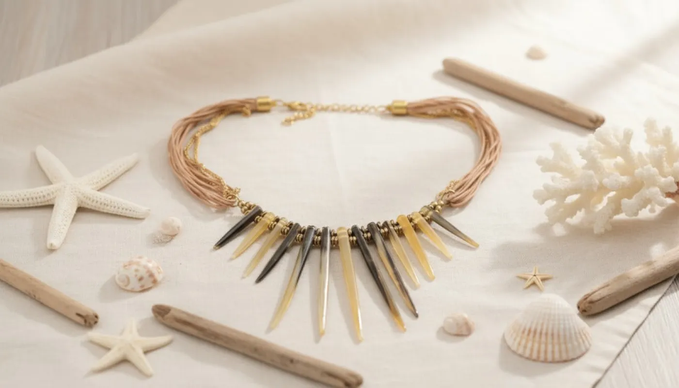 Leather Spikes Necklace made by Charming Charlie