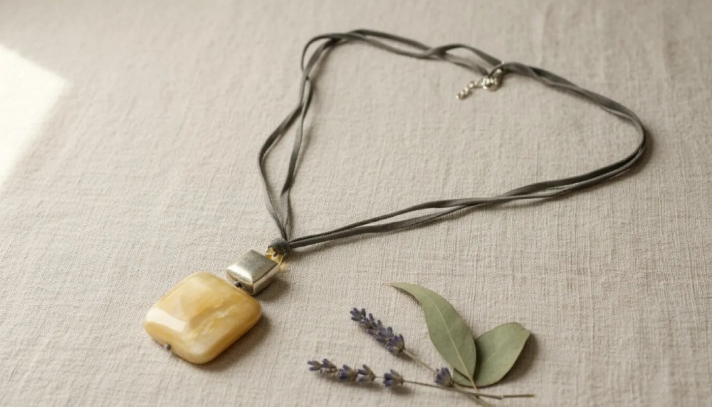 Leather Stone Necklace sold by Charming Charlie