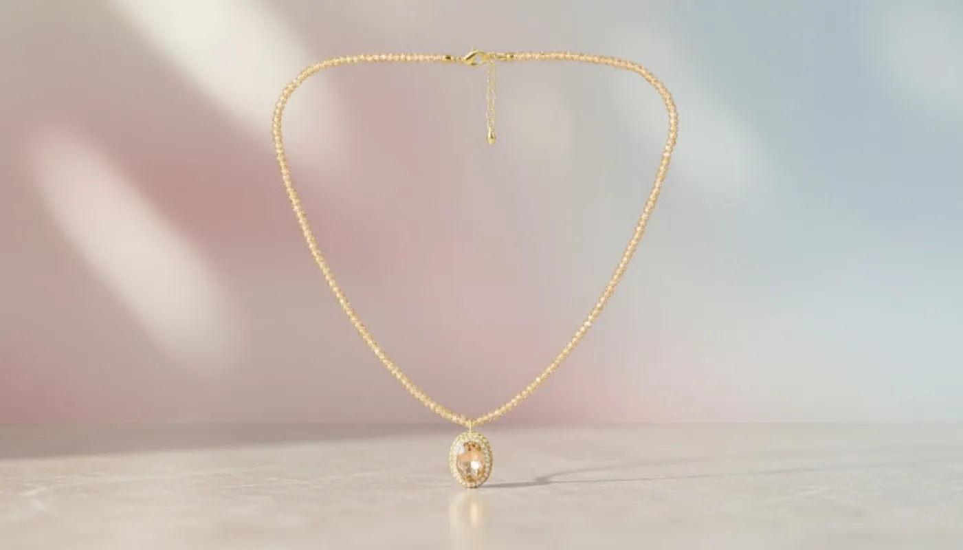 Beaded Chain With Golden Stone Necklace sold by Charming Charlie