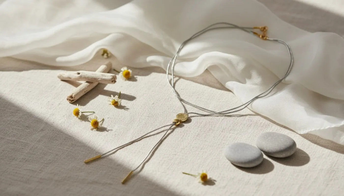 Gold Accent Luna Thread Necklace sold by Charming Charlie