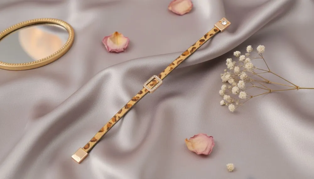 Leopard-Print Bracelet With Sparkling Gold Accents. sold by Charming Charlie