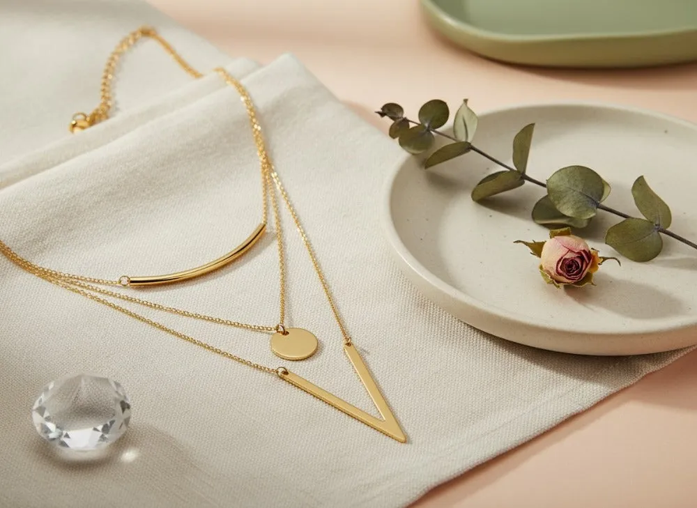 Elegant Layered Gold Trio Necklace sold by Charming Charlie