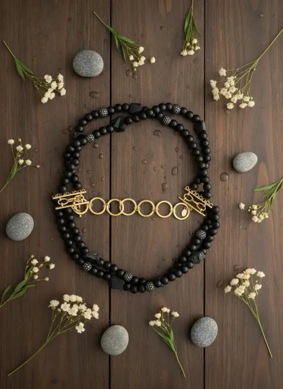Black Stone Luxe Chain Necklace sold by Charming Charlie