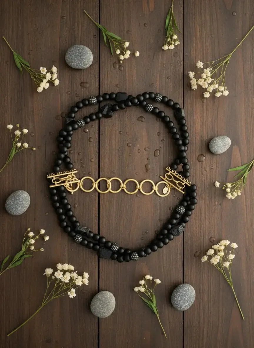 Black Stone Luxe Chain Necklace sold by Charming Charlie