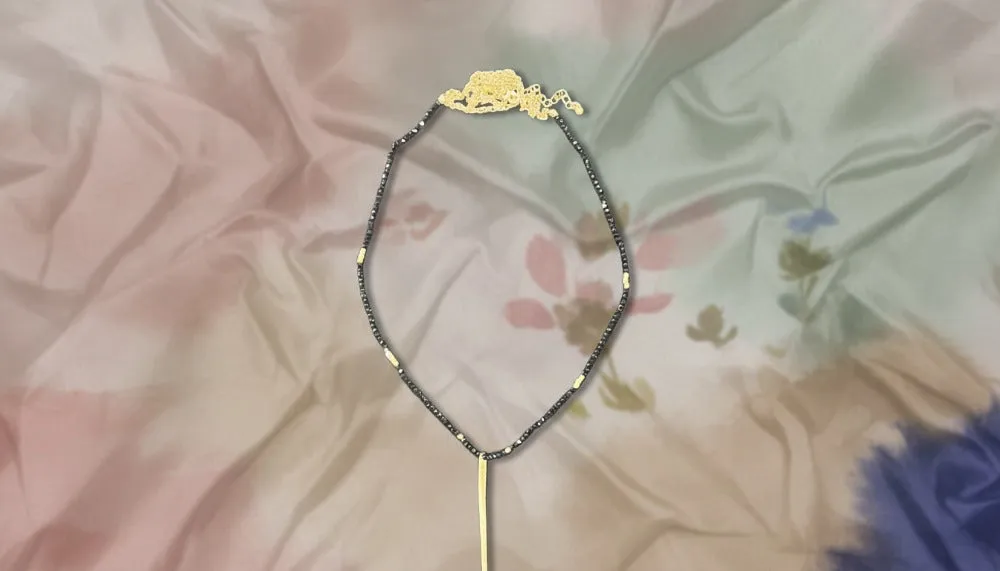 Black Crystal & Gold Accent Necklace sold by Charming Charlie