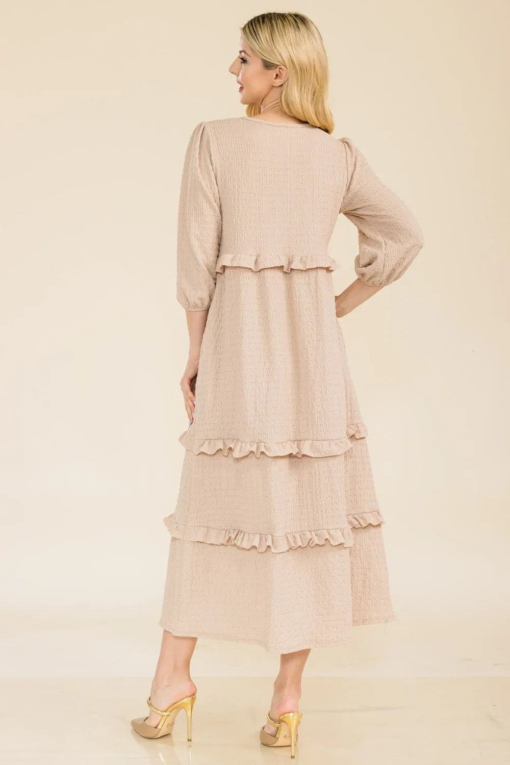 Celeste Full Size Tiered-Ruffle Midi Dress sold by Charming Charlie product image thumbnail 5