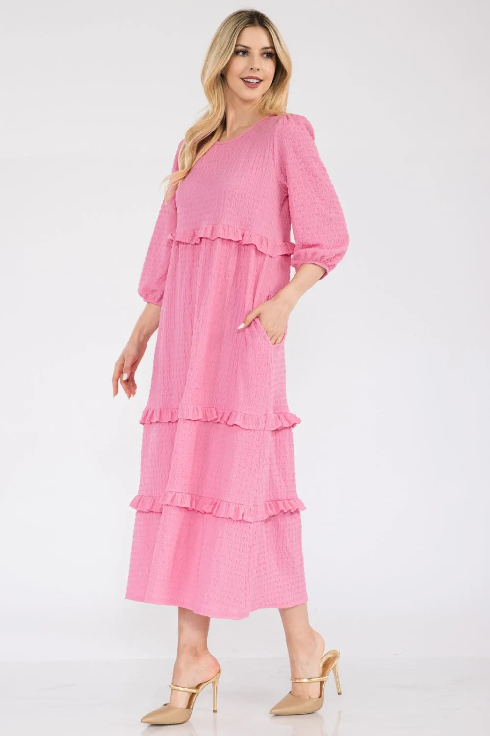 Celeste Full Size Tiered-Ruffle Midi Dress sold by Charming Charlie product image thumbnail 3