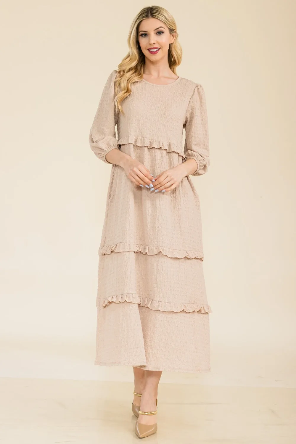 Celeste Full Size Tiered-Ruffle Midi Dress sold by Charming Charlie product image thumbnail 4