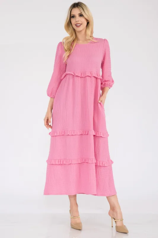 Celeste Full Size Tiered-Ruffle Midi Dress sold by Charming Charlie