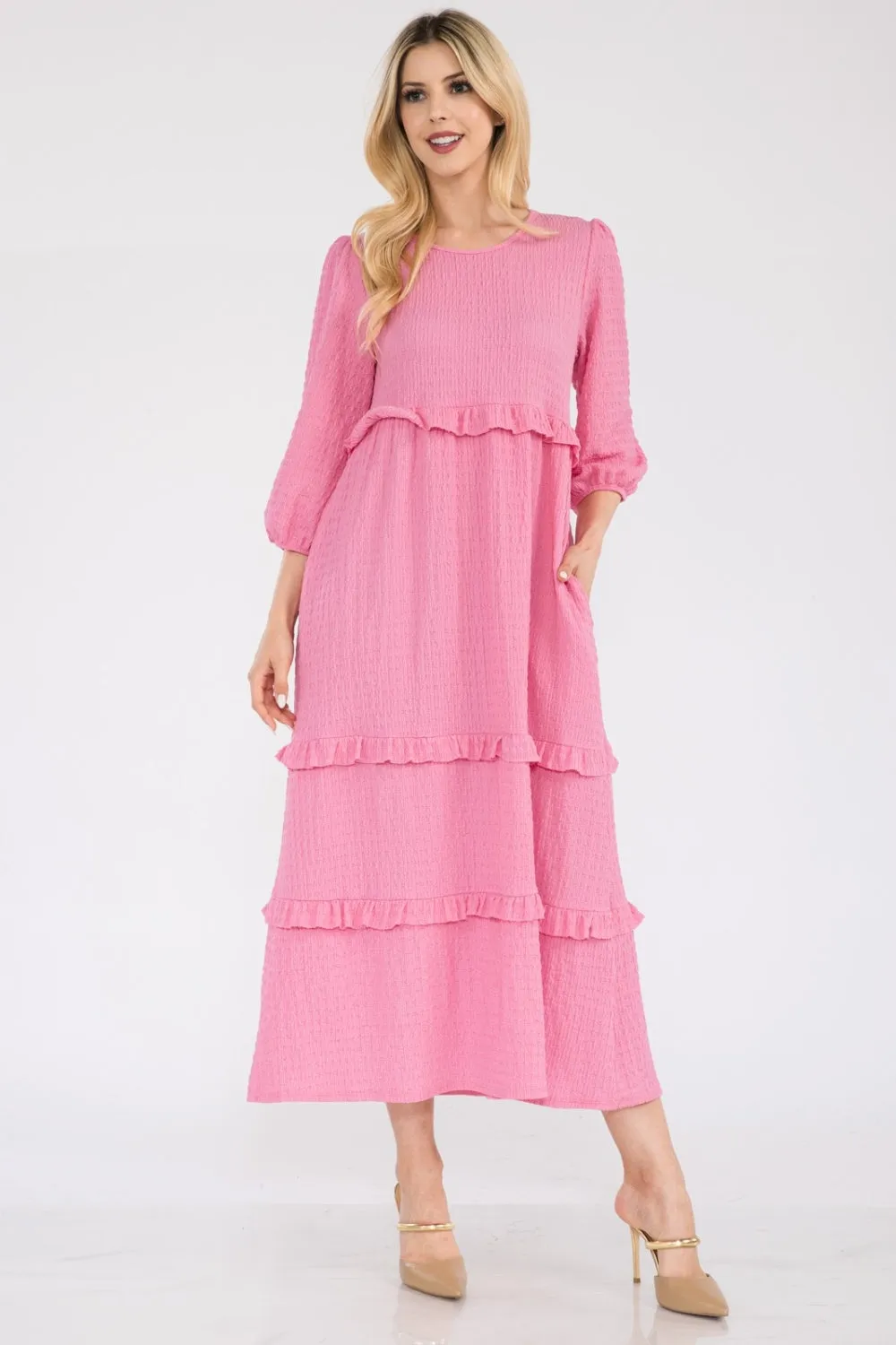Celeste Full Size Tiered-Ruffle Midi Dress sold by Charming Charlie