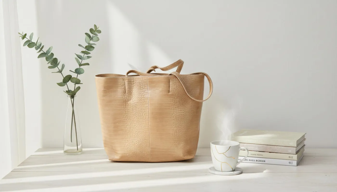 Beige Tote Bag with Textured Finish sold by Charming Charlie