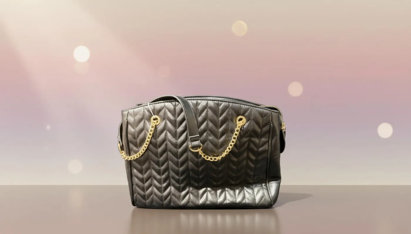 Quilted Black Handbag with Gold Chain Accents sold by Charming Charlie