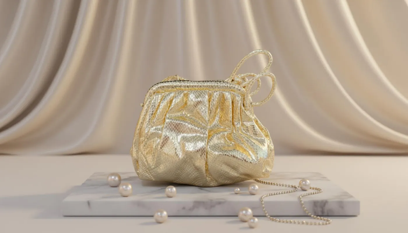 Radiant Gold Drawstring Evening Pouch sold by Charming Charlie