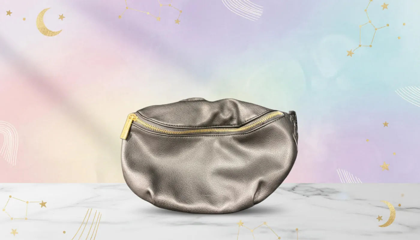Metallic Leather Waist Bag with Gold Zipper sold by Charming Charlie