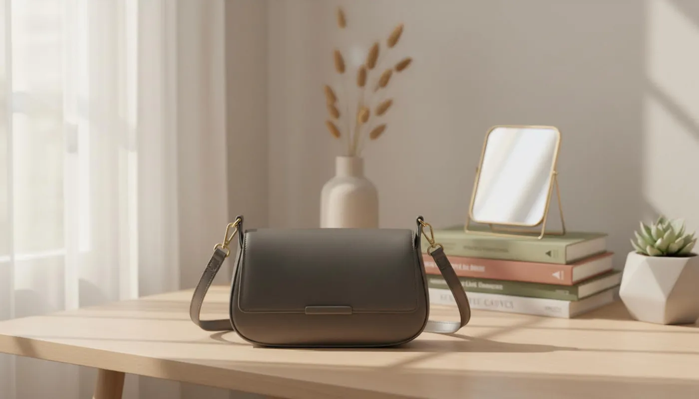 Taupe Leather Crossbody Bag sold by Charming Charlie