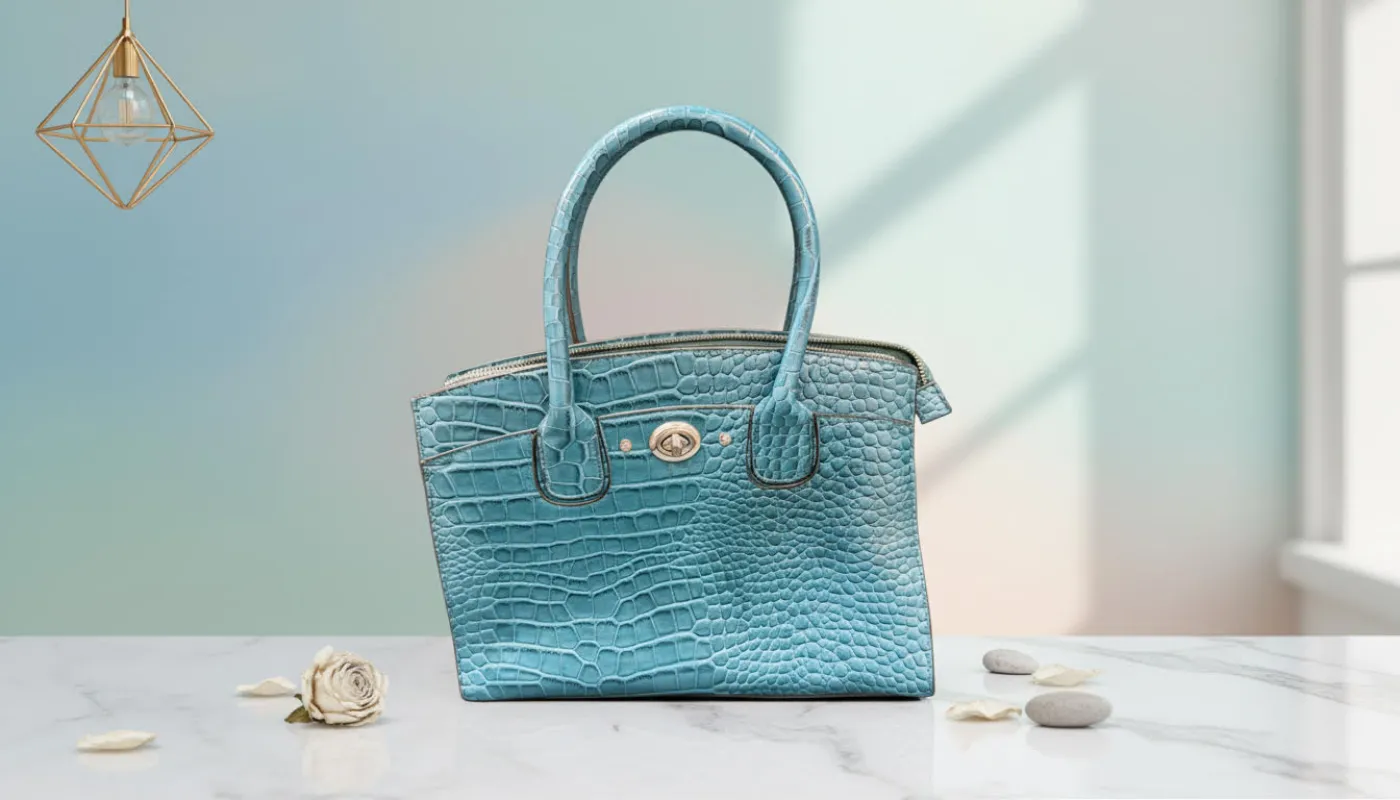 Turquoise Crocodile-Textured Handbag sold by Charming Charlie