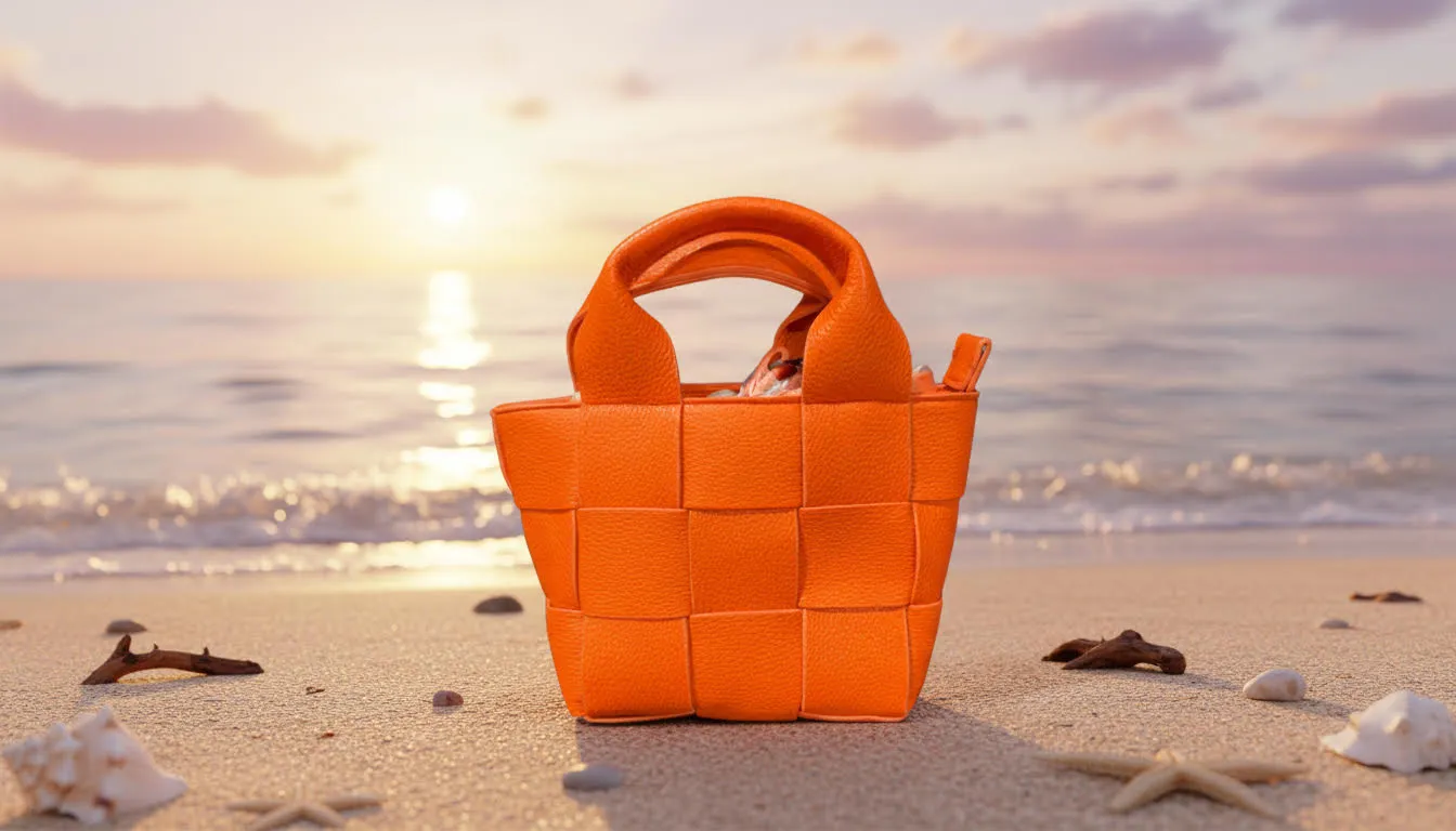 Vibrant Orange Woven Handbag sold by Charming Charlie