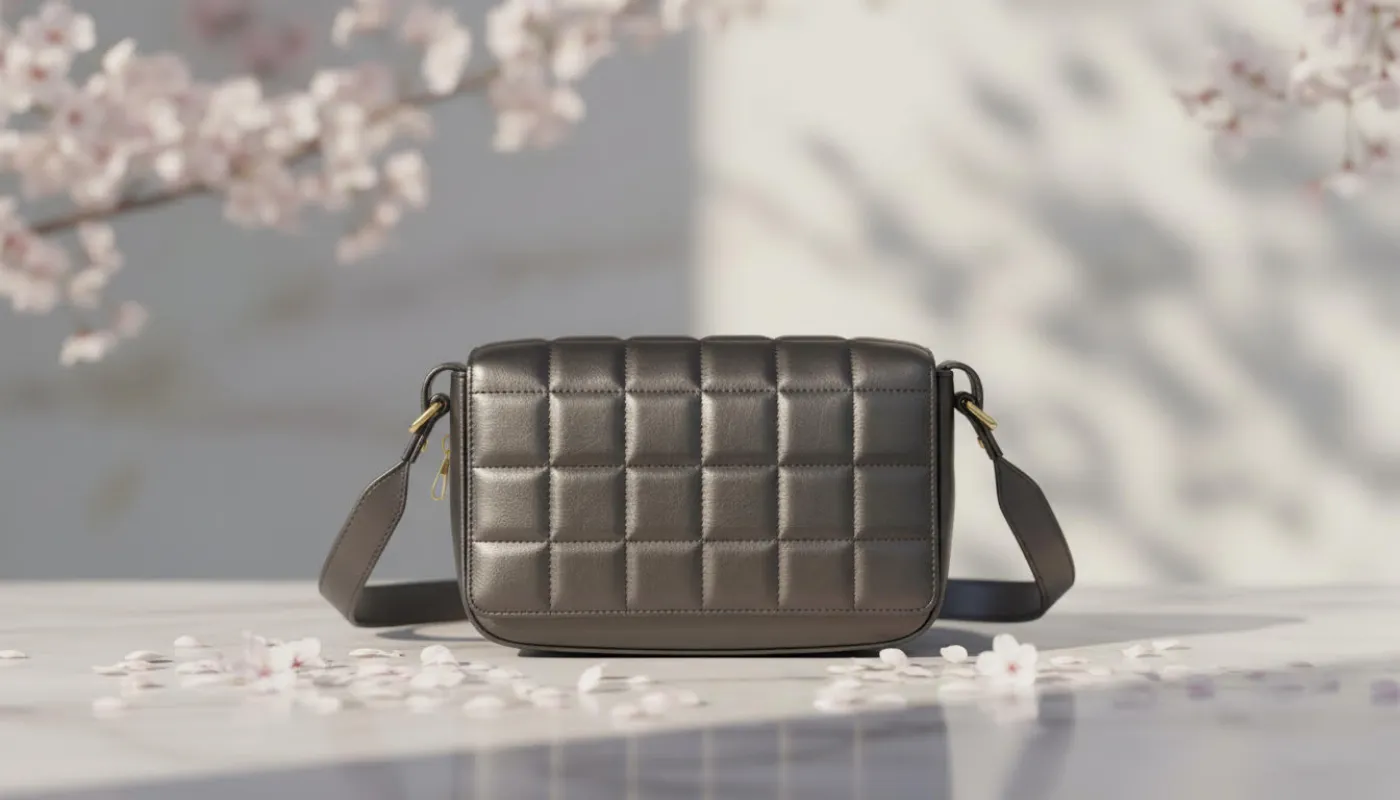 Gray Quilted Leather Crossbody Bag sold by Charming Charlie