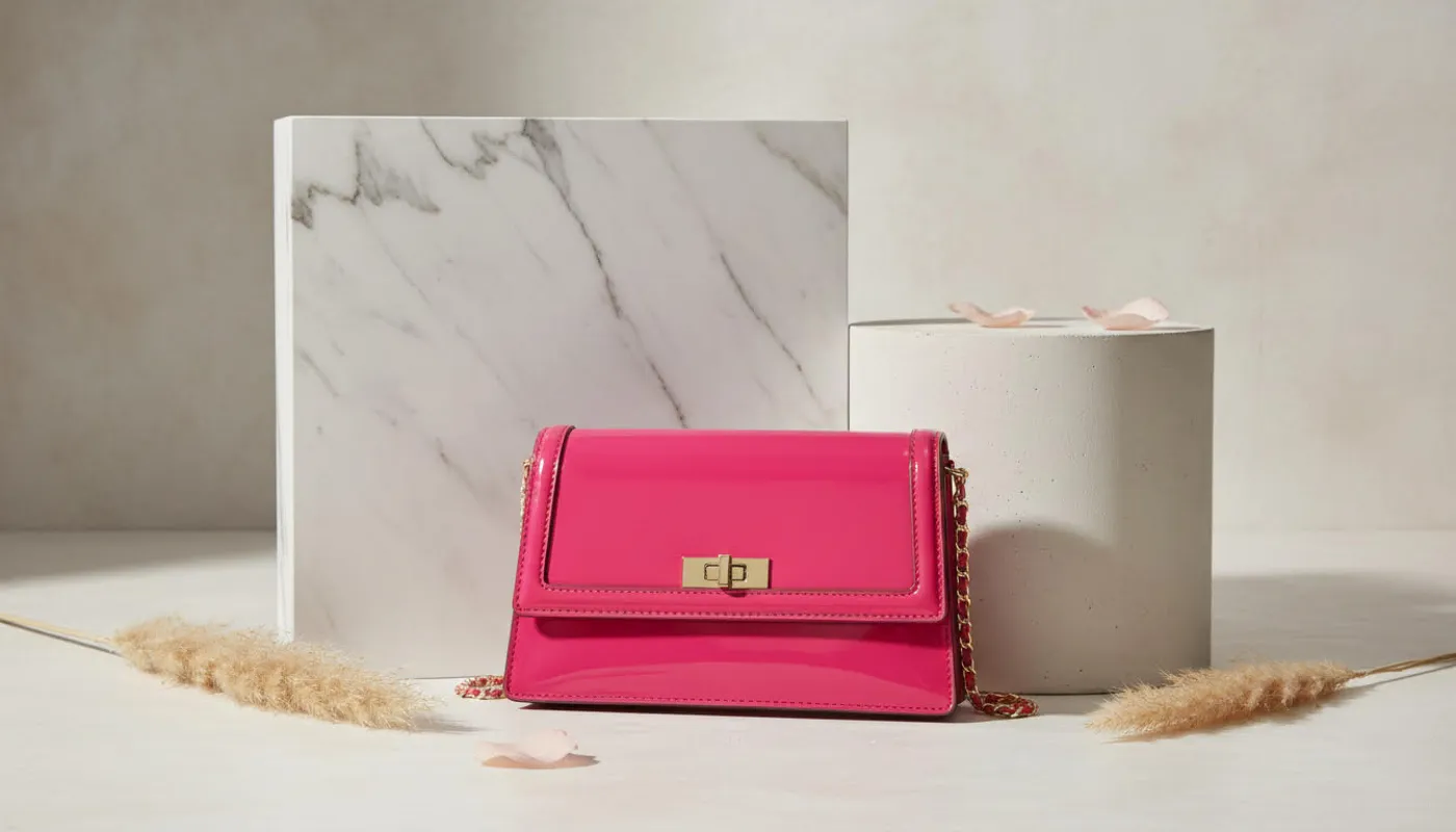 Vibrant Pink Glossy Chain-Strap Handbag sold by Charming Charlie