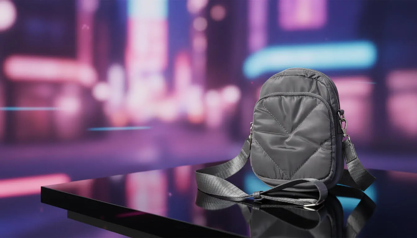 Sleek Gray Quilted Crossbody Bag sold by Charming Charlie