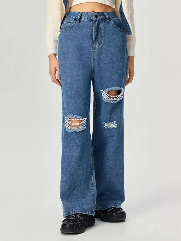 Distressed Wide Leg Jeans sold by Charming Charlie
