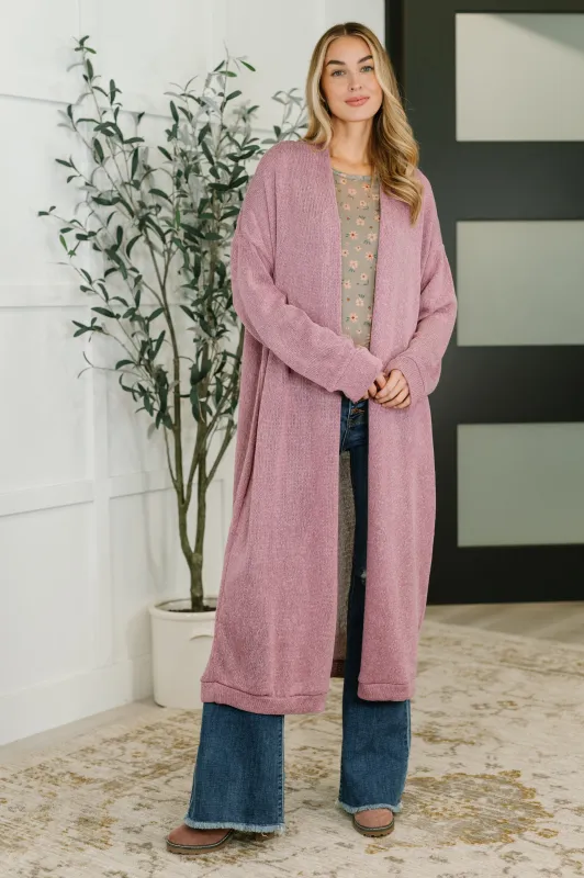 Travel Hideaway Open Front Cardigan in Cashmere Rose sold by Charming Charlie