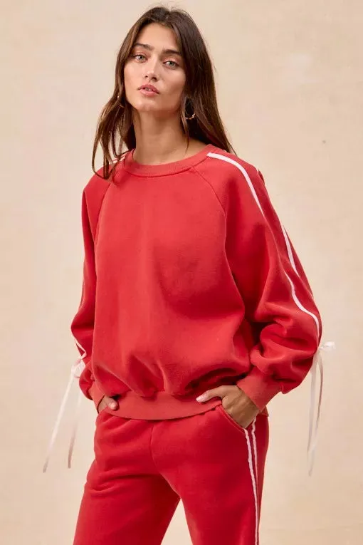 BiBi Side Lined Bow Details Fleece Sweatshirt sold by Charming Charlie product image thumbnail 3
