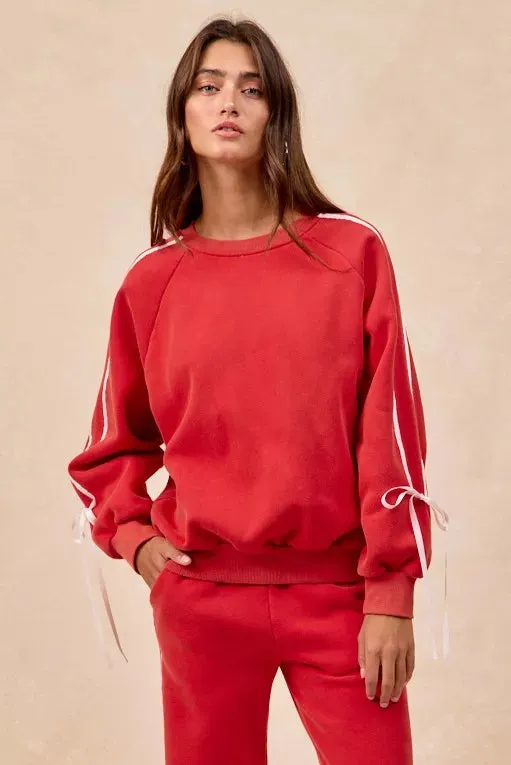 BiBi Side Lined Bow Details Fleece Sweatshirt sold by Charming Charlie product image thumbnail 4