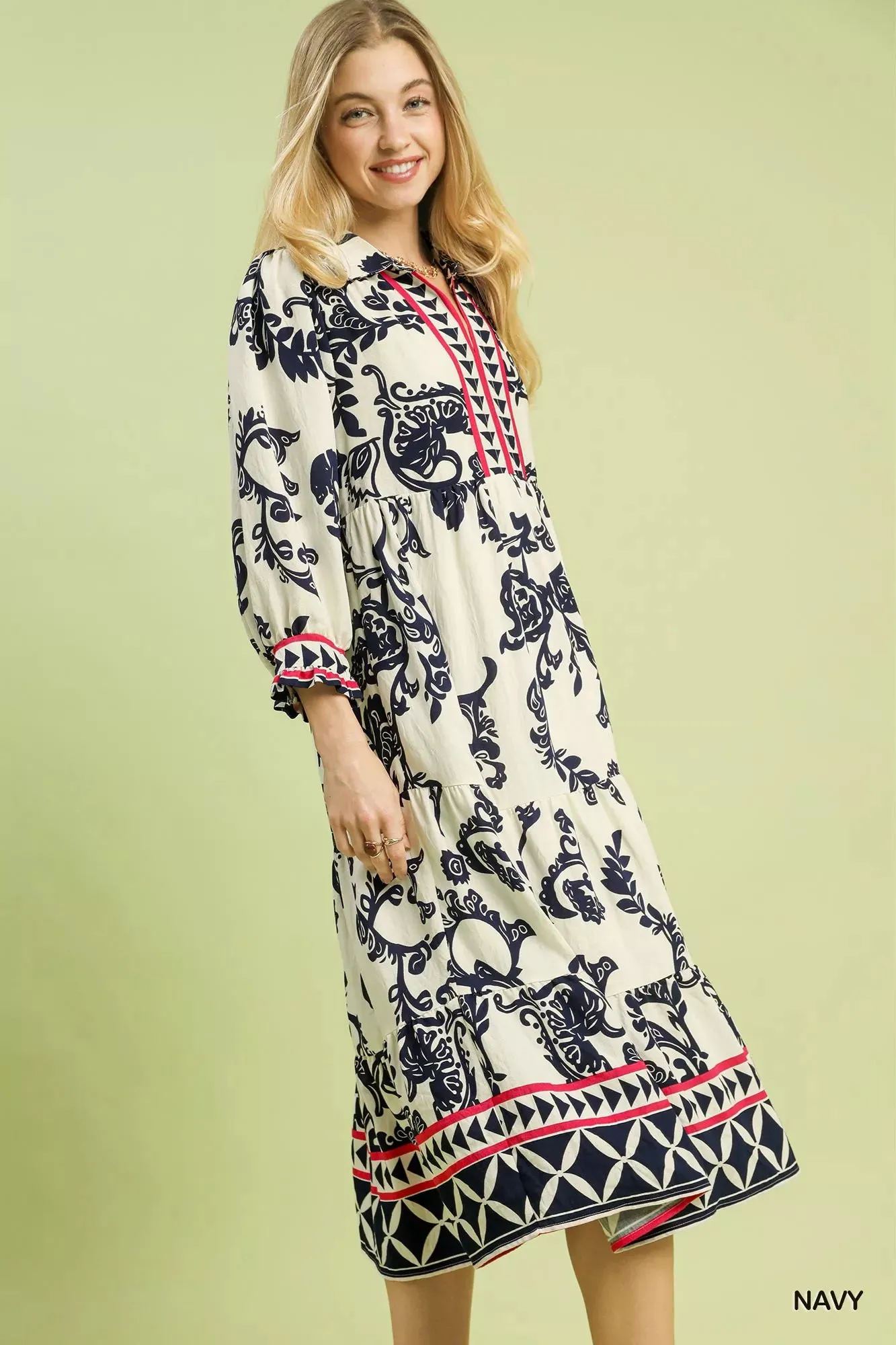 Umgee Boho Print Tiered Midi Dress sold by Charming Charlie product image thumbnail 2