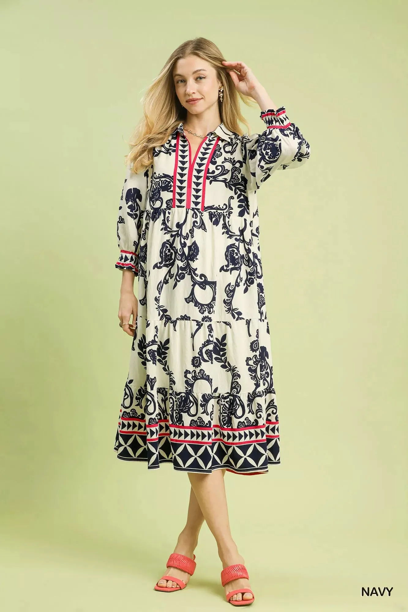 Umgee Boho Print Tiered Midi Dress sold by Charming Charlie product image thumbnail 3