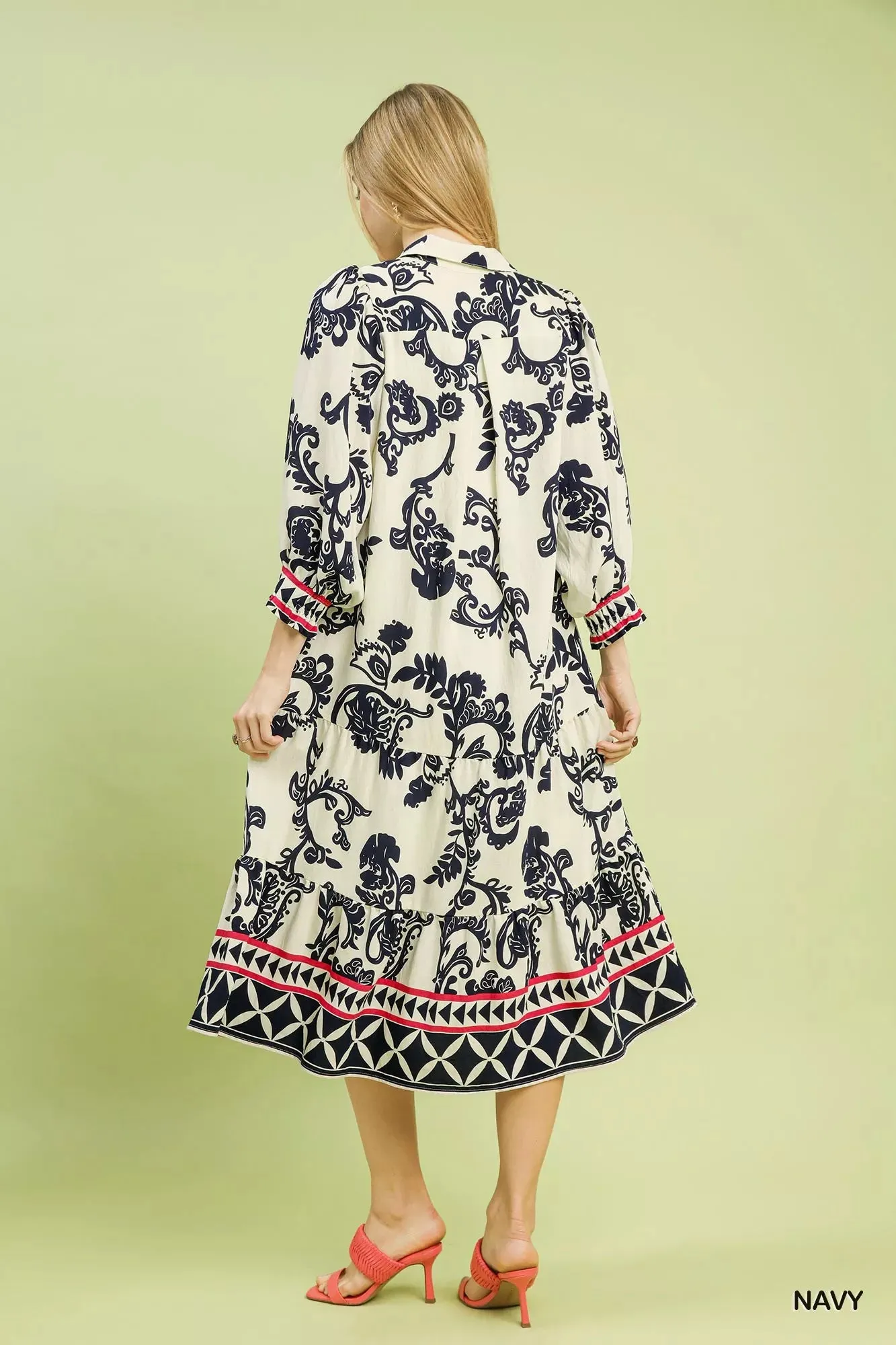 Umgee Boho Print Tiered Midi Dress sold by Charming Charlie product image thumbnail 4