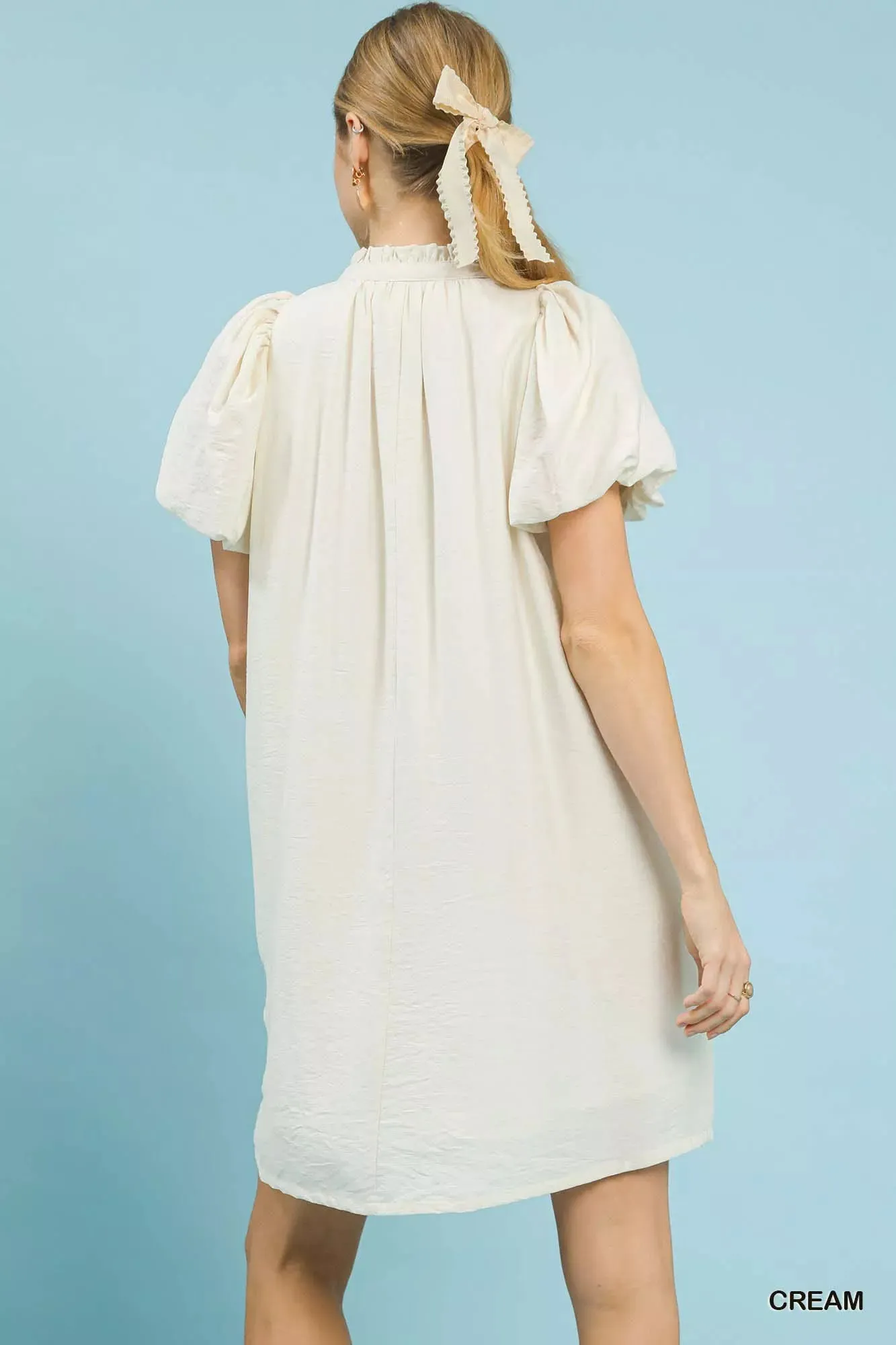 Umgee Floral Embroidered Puff Sleeve Mini Dress sold by Charming Charlie product image thumbnail 3